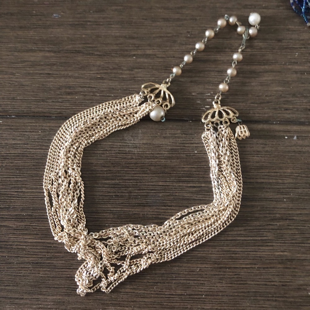 Vintage gold layered chain necklace